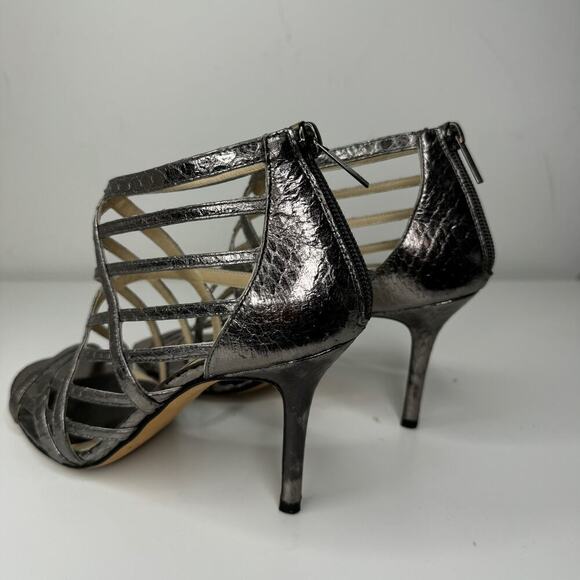 Jimmy Choo Cage Strappy Silver Snake Print Heels 36 - Picture 11 of 12